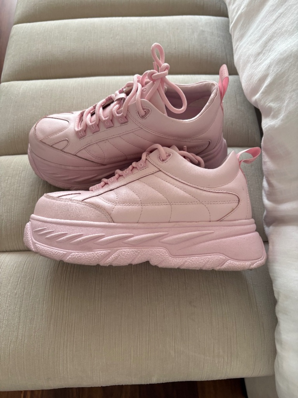 Hugo boss platform pink sneakers size 6
